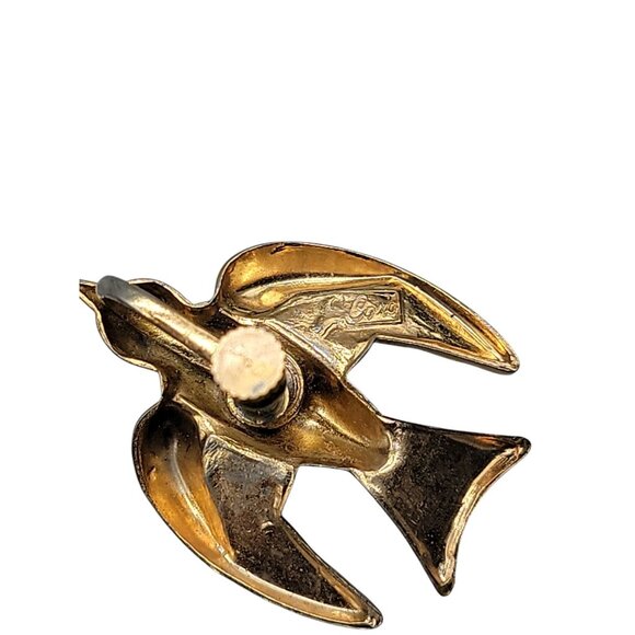 Coro Pegasus Sparrow ScrewBack Earrings Gold Tone VTG Original Hallmark 1940s - Picture 4 of 15